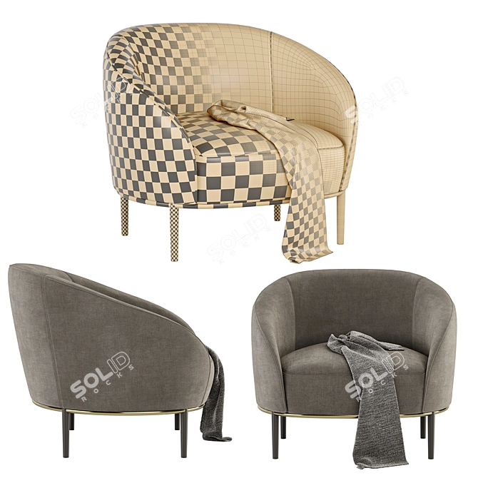 Elegant Yoisho Armchair: Versatile Colors & Materials 3D model image 6