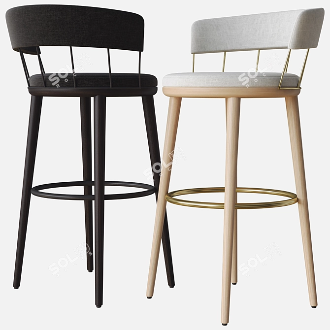 Meru L Bar Stool: Sleek Design, Comfort & Durability! 3D model image 2