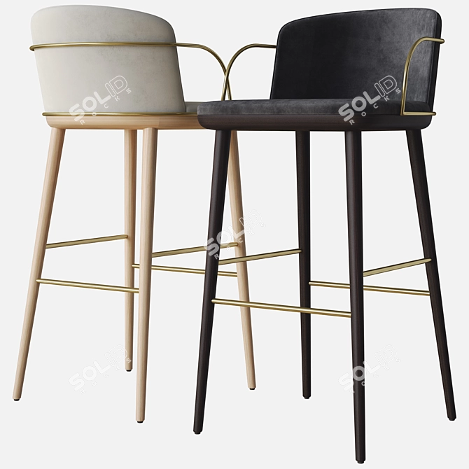 Sleek Arven Bar Stool: Modern Elegance 3D model image 2