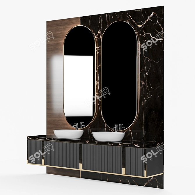 Modern 6-Piece Bathroom Furniture Set 3D model image 2