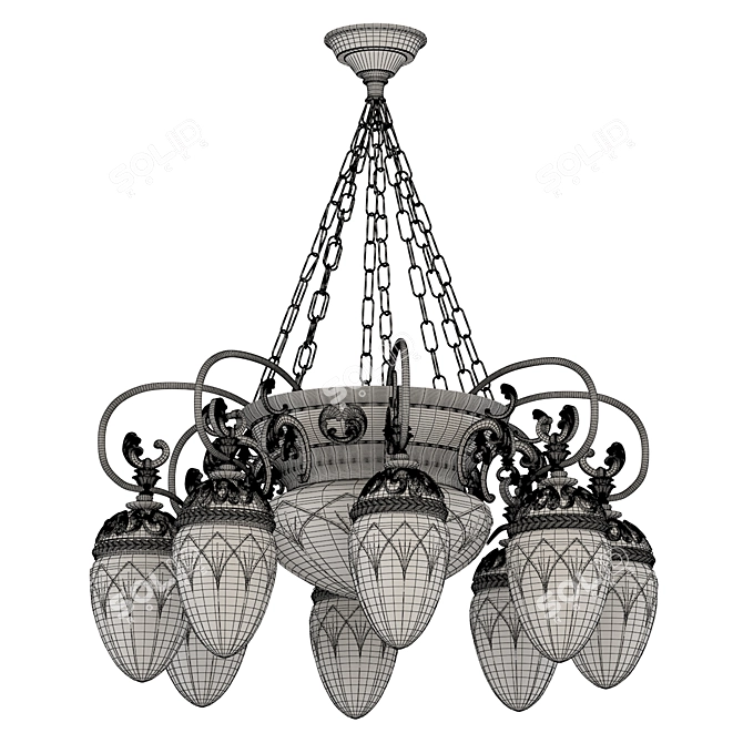 8 Horns Empire Style Chandelier 3D model image 5