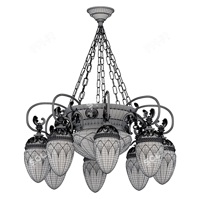 8 Horns Empire Style Chandelier 3D model image 11