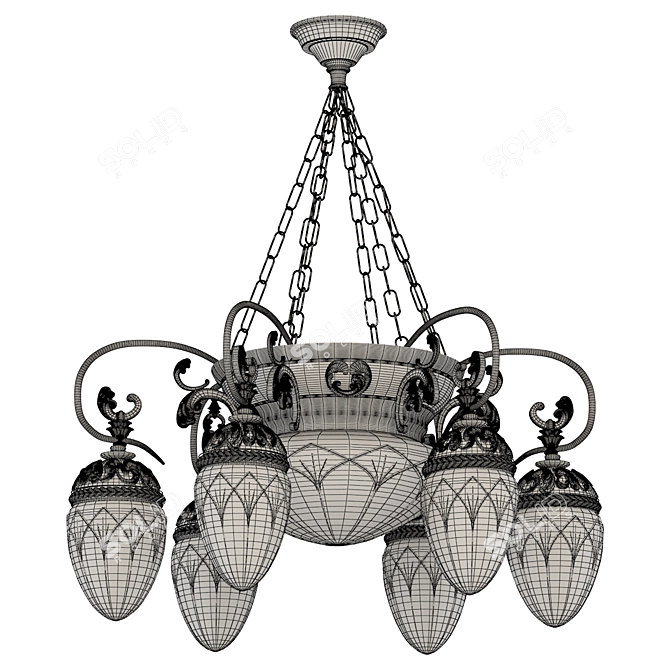 Elegant 6-Horn Chandelier: Ample Lighting for Any Space 3D model image 2