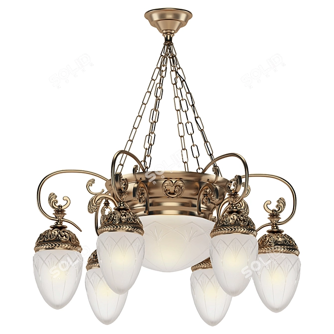 Elegant 6-Horn Chandelier: Ample Lighting for Any Space 3D model image 4