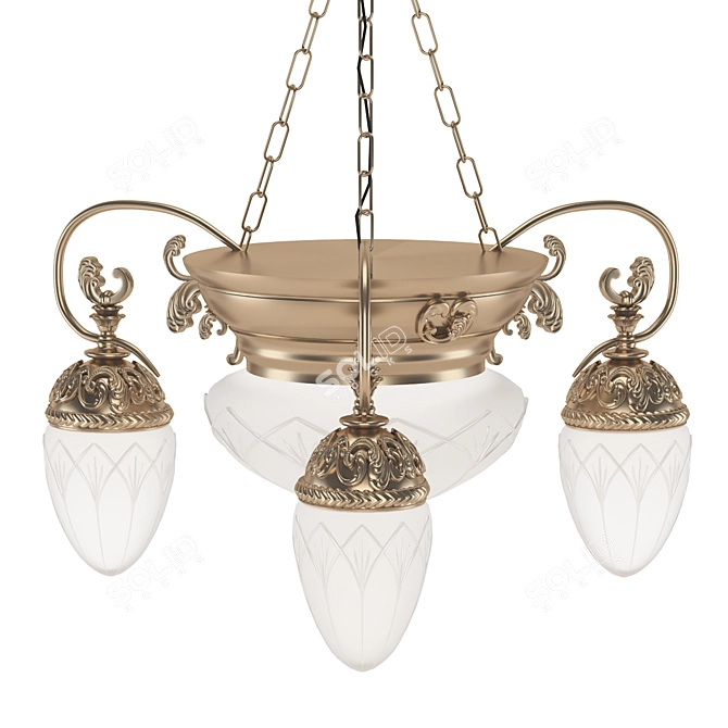 Empire Style Hanging Chandelier: 3-Arm Elegance 3D model image 3