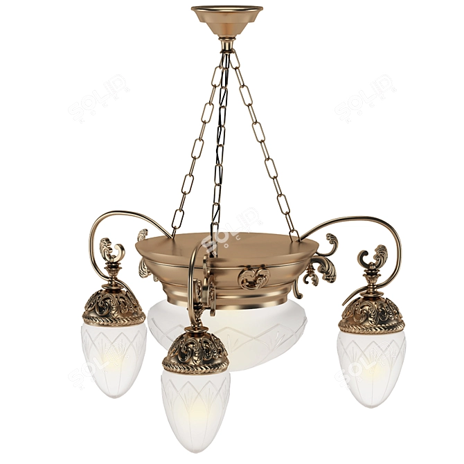 Empire Style Hanging Chandelier: 3-Arm Elegance 3D model image 4