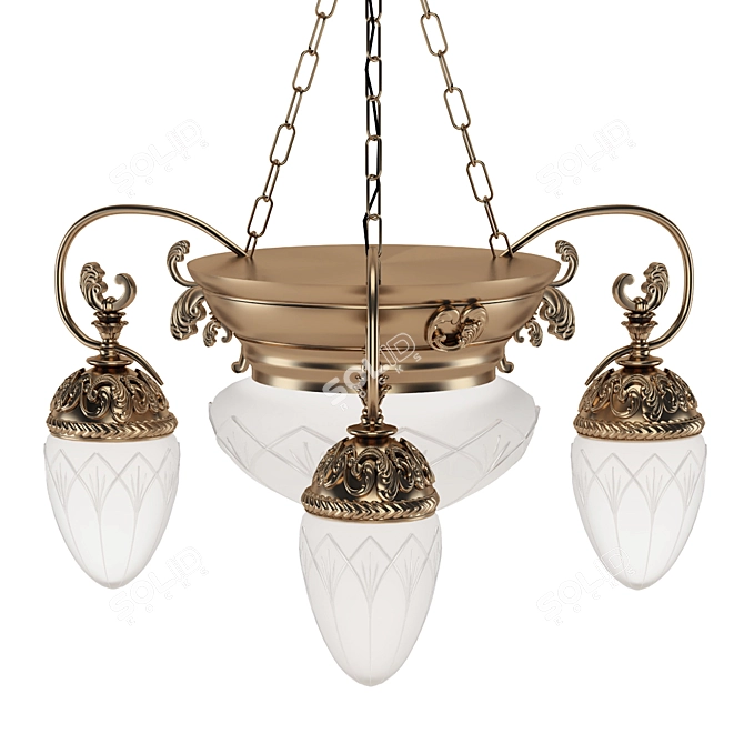 Empire Style Hanging Chandelier: 3-Arm Elegance 3D model image 6