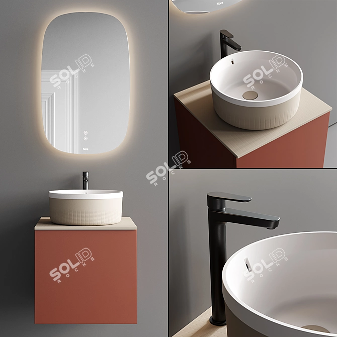 Fiora Sen Vanity Unit Set: Sleek and Modern 3D model image 1