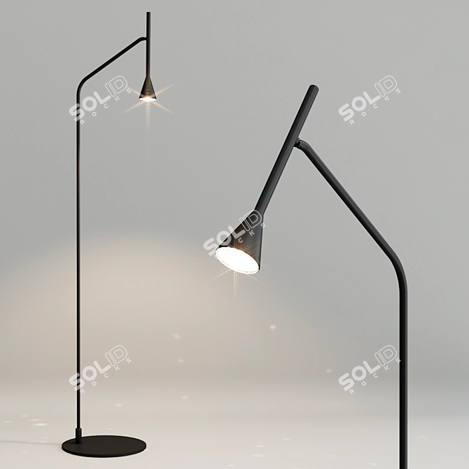 Sleek Black LED Floor Lamp 3D model image 2