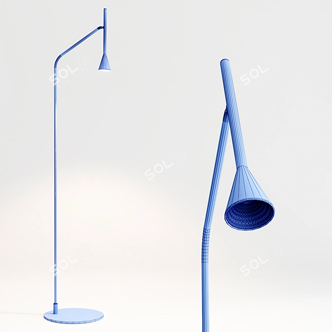 Sleek Black LED Floor Lamp 3D model image 3