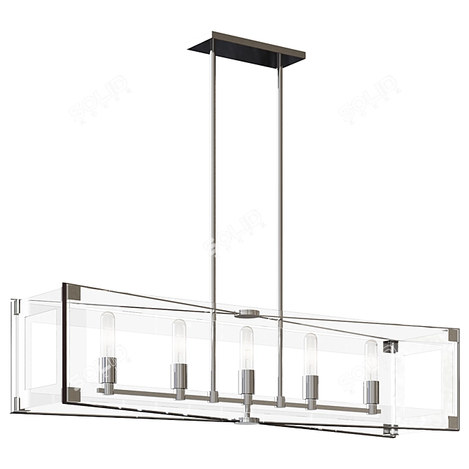 Elegant Crystal Clear Linear Chandelier 3D model image 1