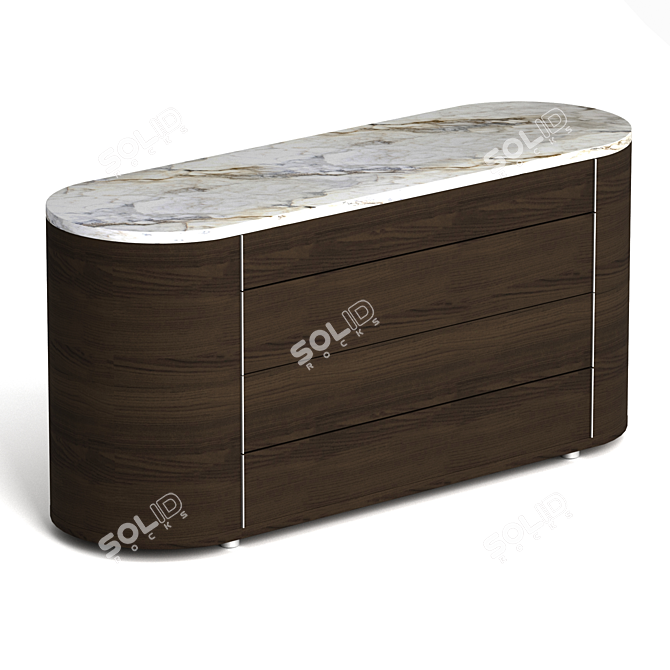 Modern Wood and Stone Commode 3D model image 1