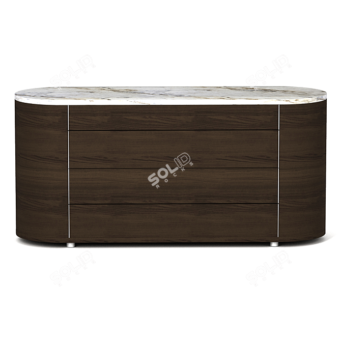 Modern Wood and Stone Commode 3D model image 3