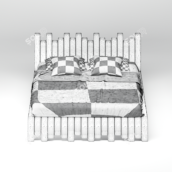 Stylish Italian Cubed Bed 3D model image 5