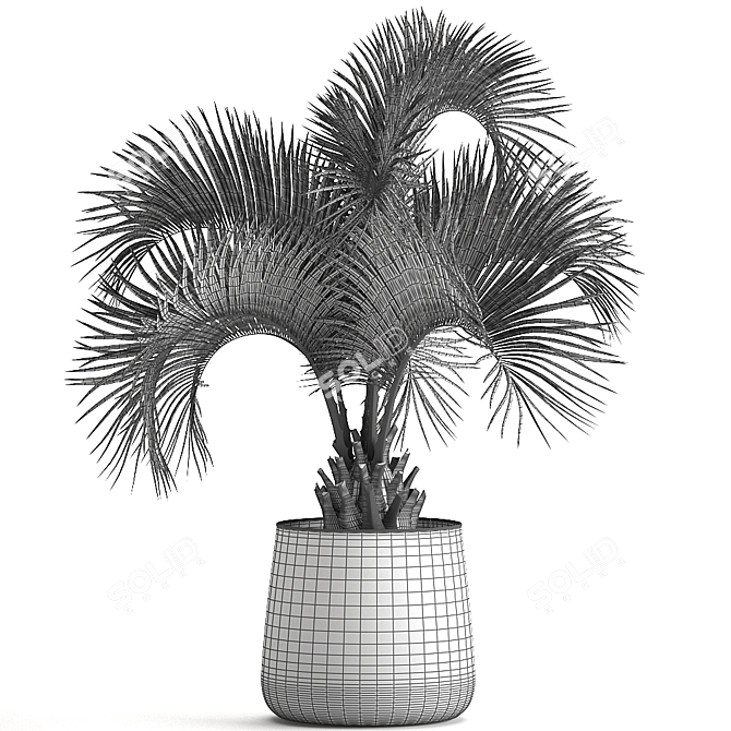 Exotic Metal Pot Plant Collection 3D model image 7