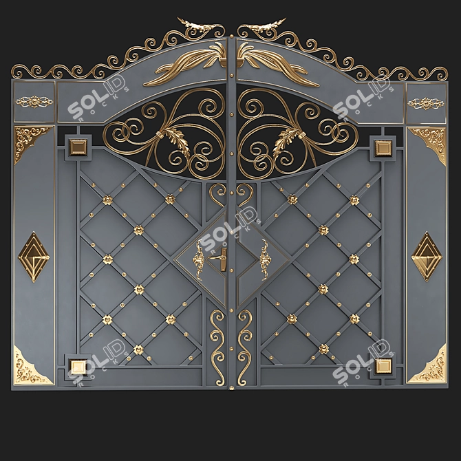 Modern Metal Gate: Vray Render 3D model image 3