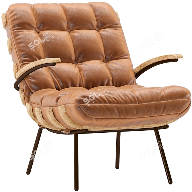 Modern Eco Leather Armchair - Cognac Java 3D model image 1