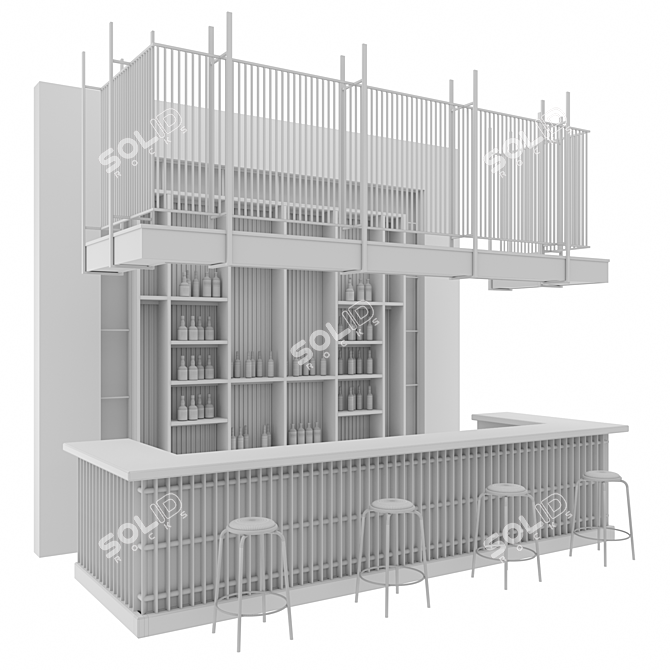 Rustic Loft Bar Design 3D model image 4
