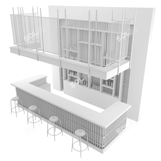 Rustic Loft Bar Design 3D model image 5