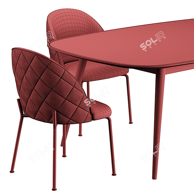 HER 042 G Dijon Table & Chair Set 3D model image 1