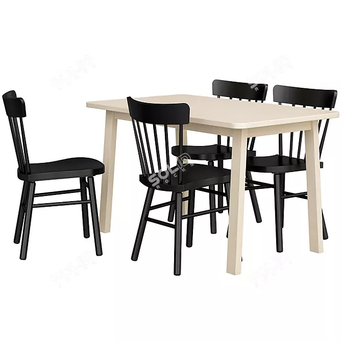 Norråker & Norraryd: Birch Black Dining Set 3D model image 1