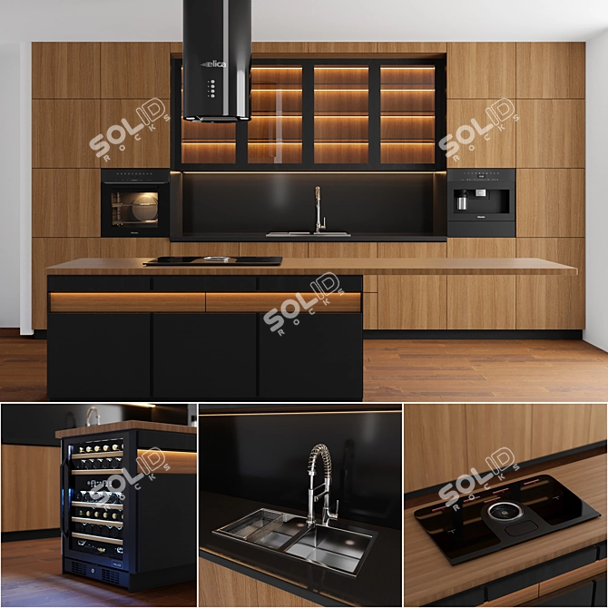 Sleek Island Kitchen: Modern Elegance 3D model image 1