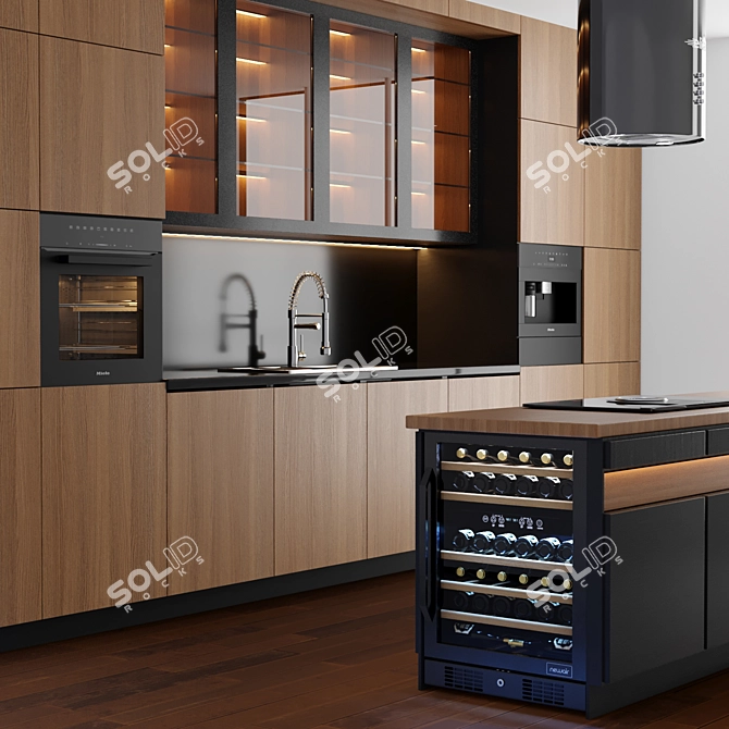 Sleek Island Kitchen: Modern Elegance 3D model image 2