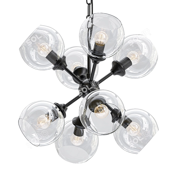 Elegant Black Luna Pendant Light 3D model image 1