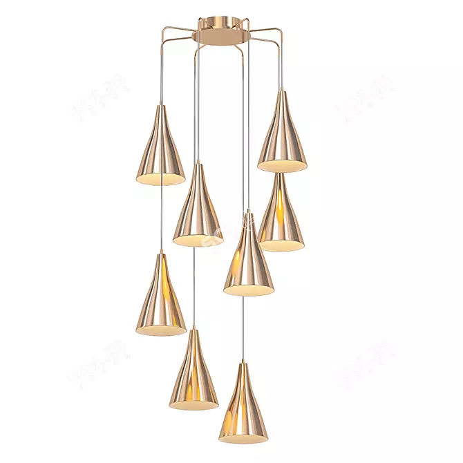 Vintage Tynell Brass Chandelier 3D model image 1