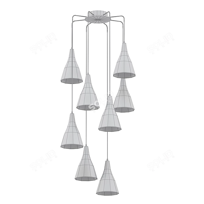 Vintage Tynell Brass Chandelier 3D model image 2