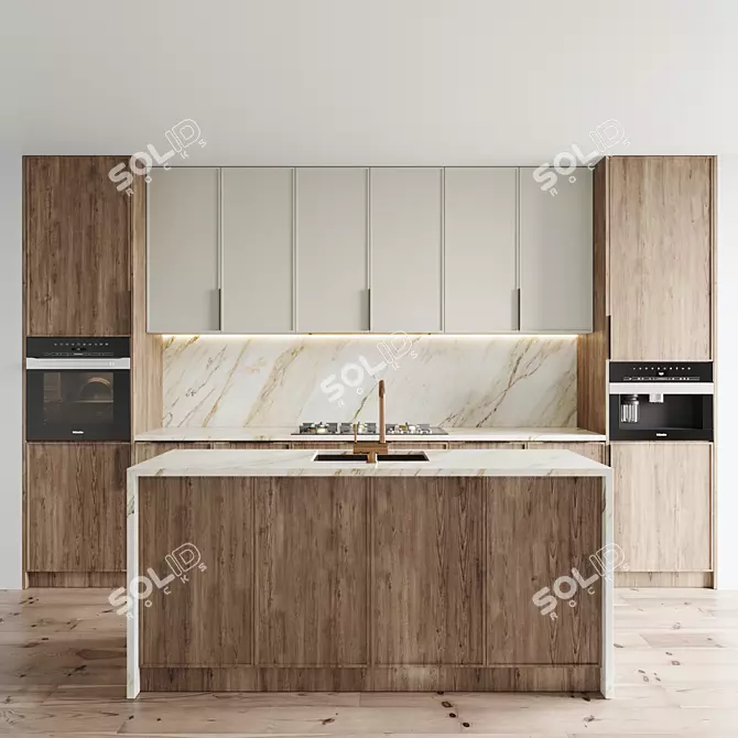 Stylish 3D Kitchen Set 3D model image 1