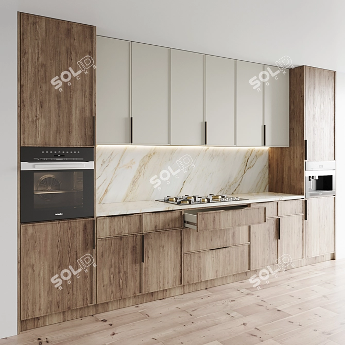 Stylish 3D Kitchen Set 3D model image 2