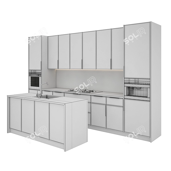 Stylish 3D Kitchen Set 3D model image 7