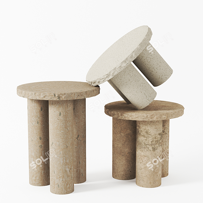 Natural Stone Table - Elegant and Durable 3D model image 1