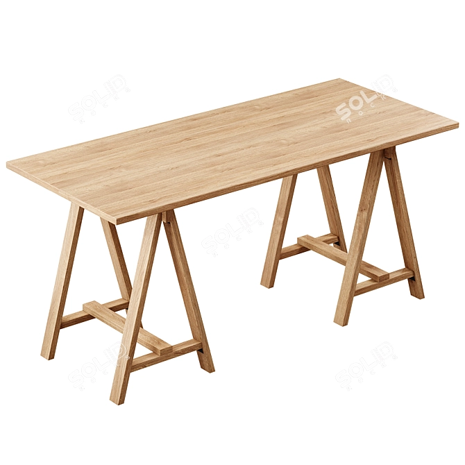 Title: Eco Wood Desk with Triangular Legs 3D model image 2