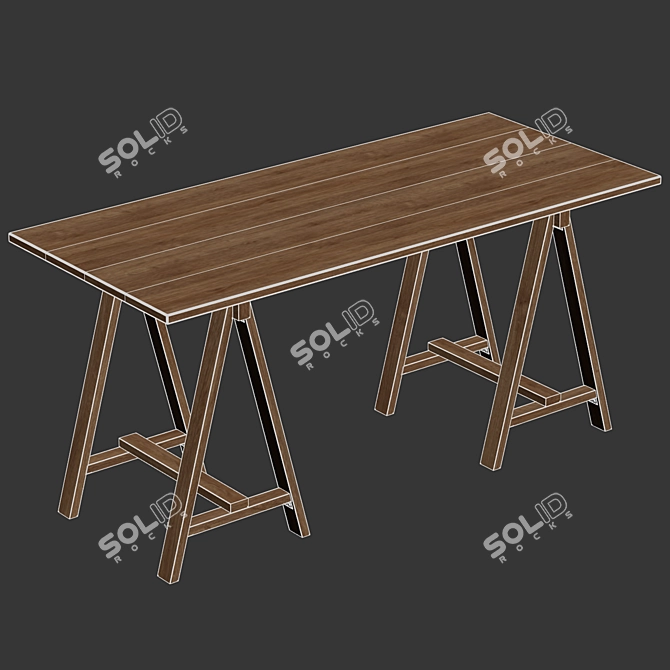 Title: Eco Wood Desk with Triangular Legs 3D model image 4
