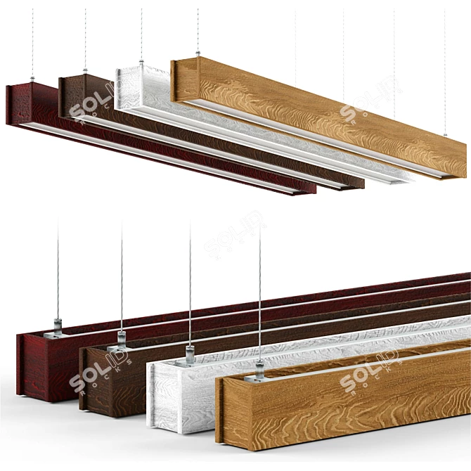 Versatile Wooden Hanging Lamp - 4 Color Options 3D model image 1