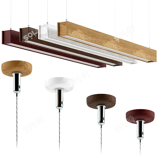Versatile Wooden Hanging Lamp - 4 Color Options 3D model image 4