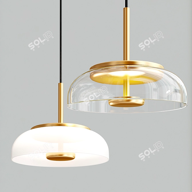 Nordic Gold LED Pendant Lamp 3D model image 2