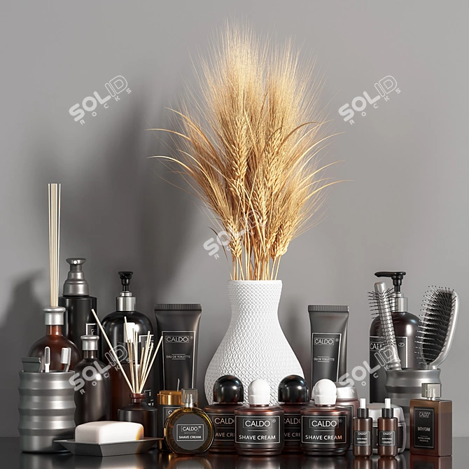 Elegant Bathroom Accessories Set 3D model image 1