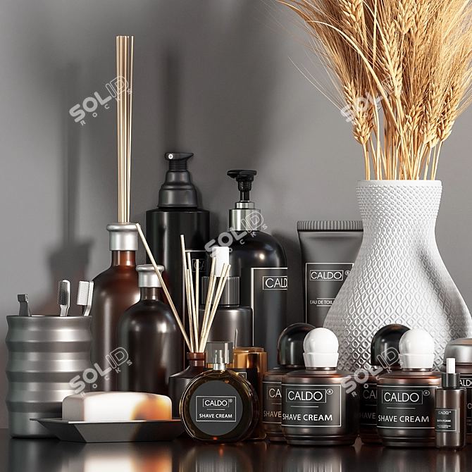 Elegant Bathroom Accessories Set 3D model image 2