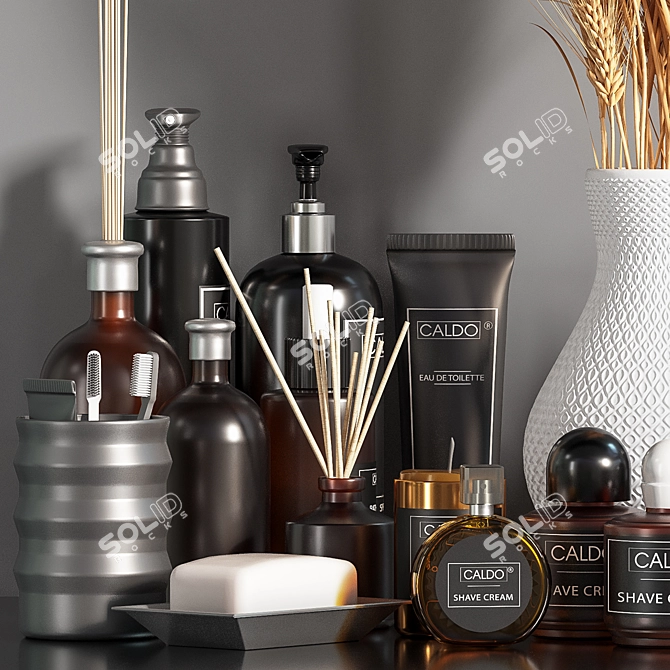 Elegant Bathroom Accessories Set 3D model image 6