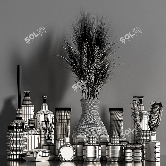 Elegant Bathroom Accessories Set 3D model image 7
