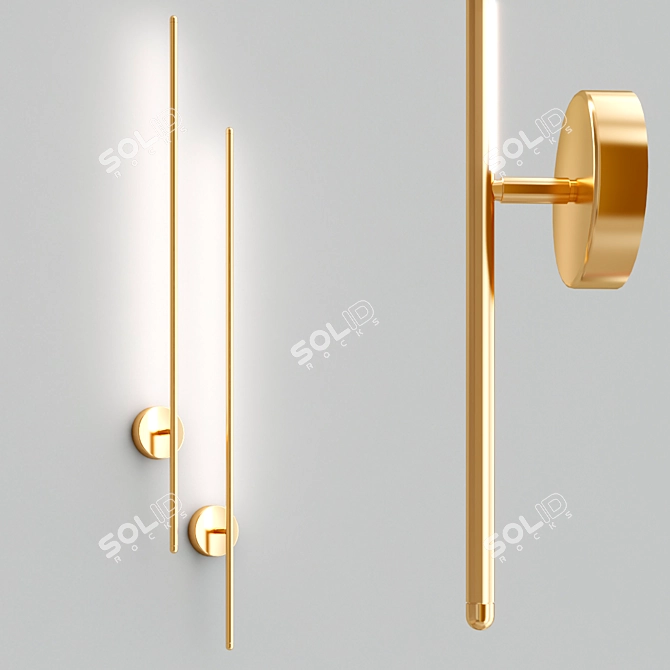 Luxury Gold LED Wall Lamp - Crystal Verde 3D model image 2