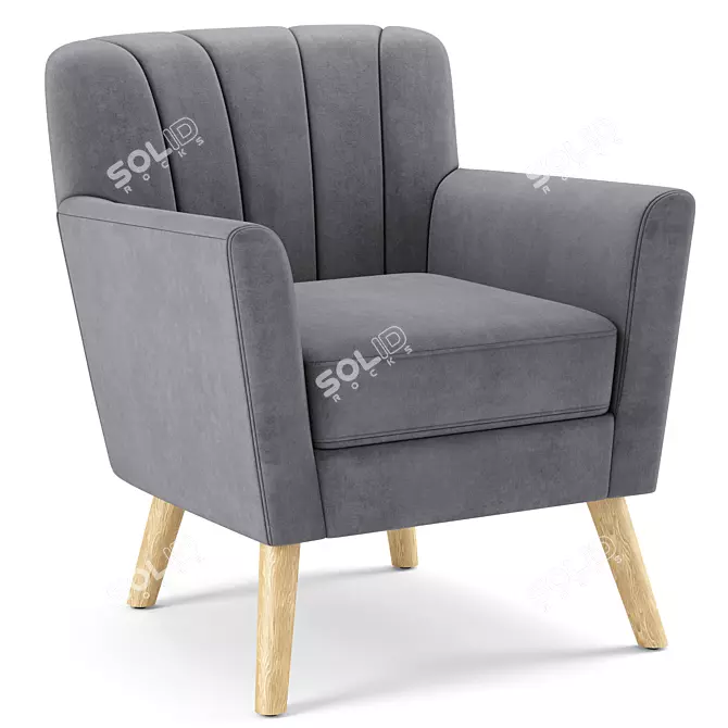 Title: Merel Mid-Century Club Chair in Chic Fabric 3D model image 1