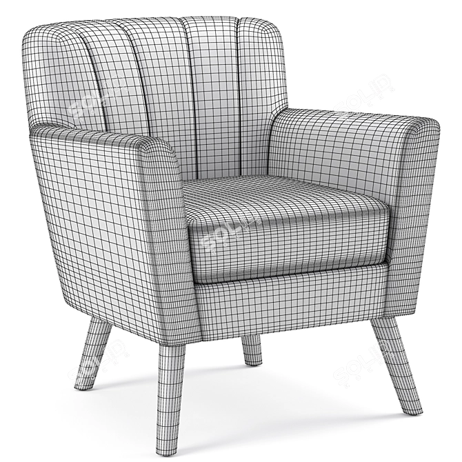 Title: Merel Mid-Century Club Chair in Chic Fabric 3D model image 5