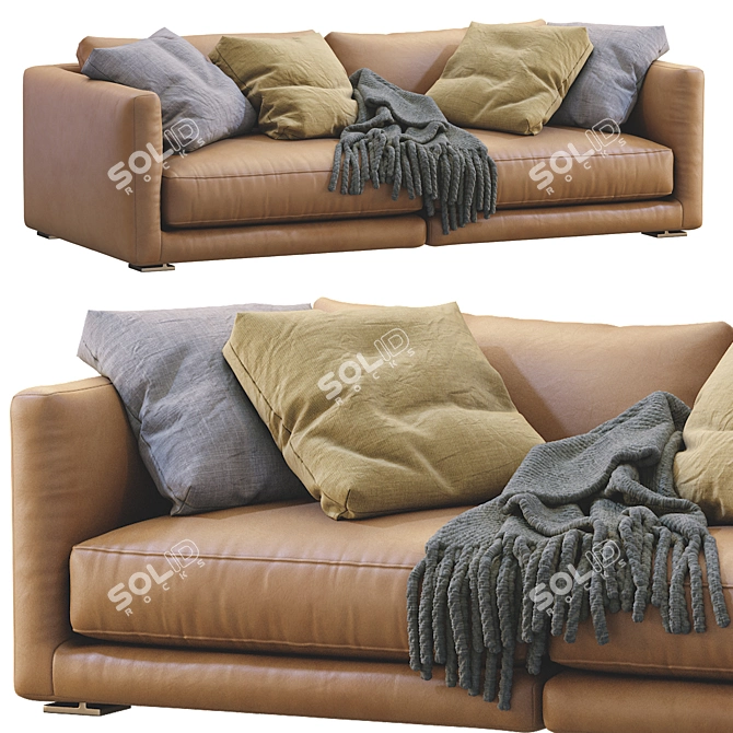 Poliform Bristol Leather Sofa 3D model image 1