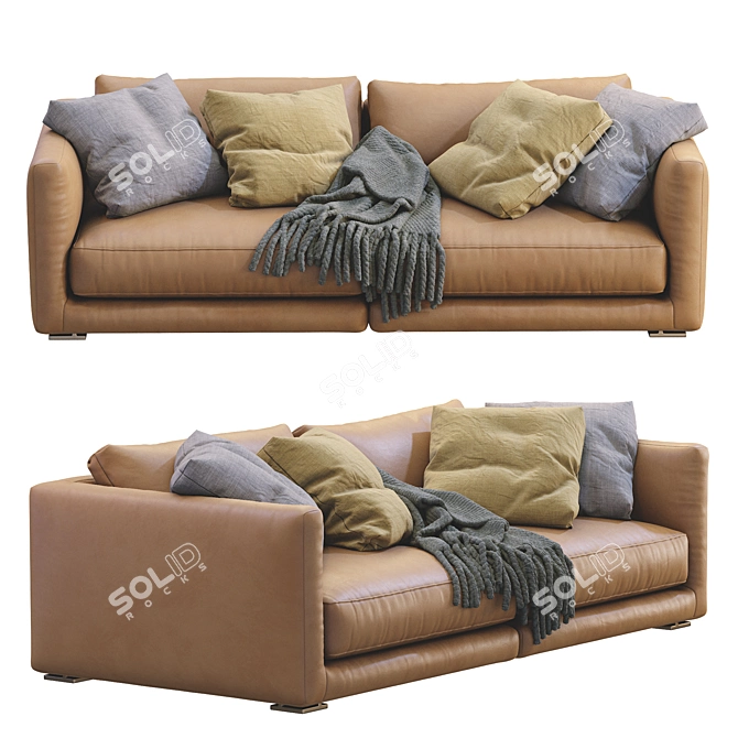Poliform Bristol Leather Sofa 3D model image 2
