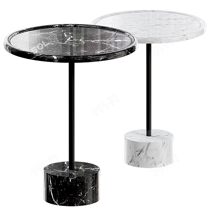 Black & White Marble End Table 3D model image 1