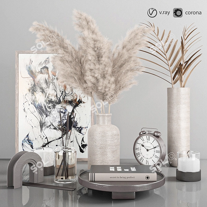 Pampas Paradise: Decorative Set 3D model image 1